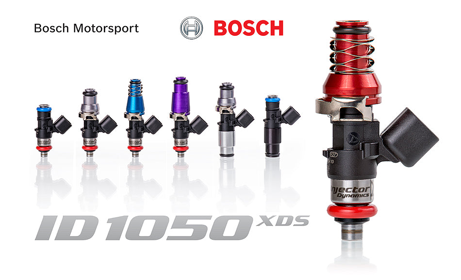 ID1050-XDS, for MR-2 Turbo 1990-1996 / 3S-GTE Top-feed applications. 11mm (red) adaptor top AND (silver) bottom adapter. Set of 4.