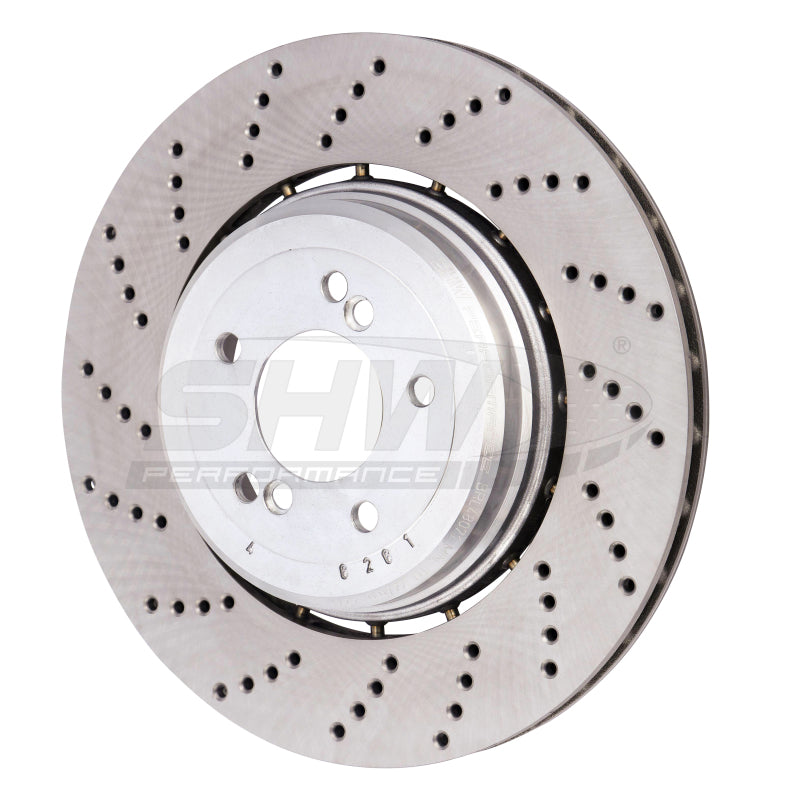 SHW Performance Cross-Drilled Lightweight Right Front Brake Rotors - BMW X5 4.4L 15-18 main image 0