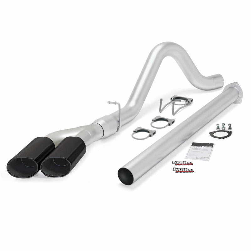 Banks Power Monster Exhaust System Single Exit DualBlack Ob Round Tips 11-14 Ford 6.7L F250/F350/450 CCSB-LB Banks Power