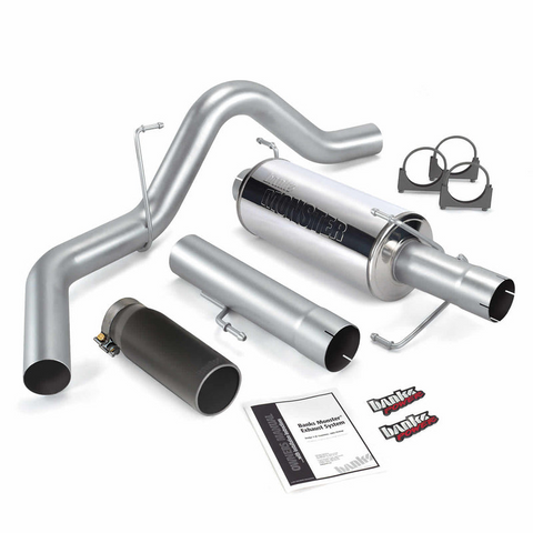 Banks Power Monster Exhaust System Single Exit Black Round Tip 06-07 Dodge 325hp Mega Cab Banks Power