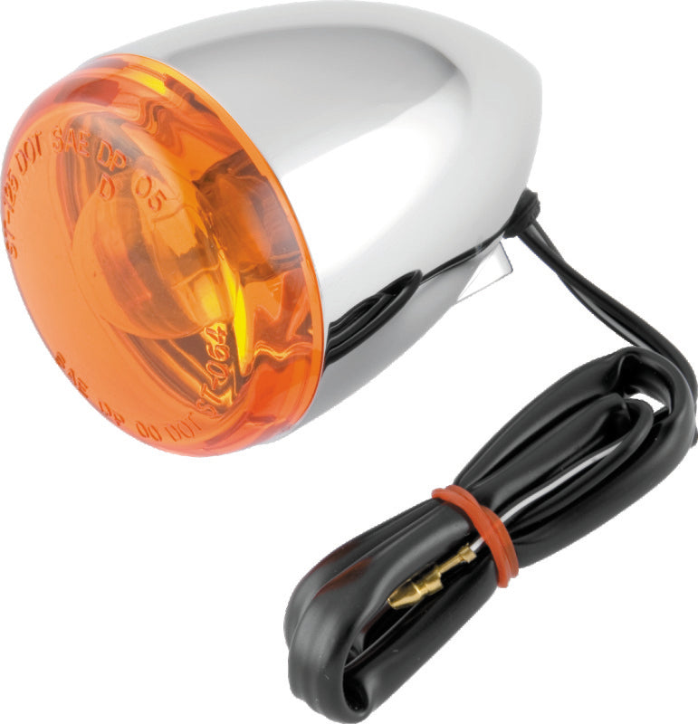 Bikers Choice Chrome Bullet Front Turn Signal Amber Lens Single