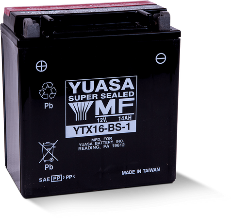 Yuasa YTX16-BS-1 Maintenance Free AGM 12-Volt Battery w/Bottle