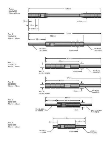 Universal Shift Rod Kit (Rods A  B  C  D  G  H)