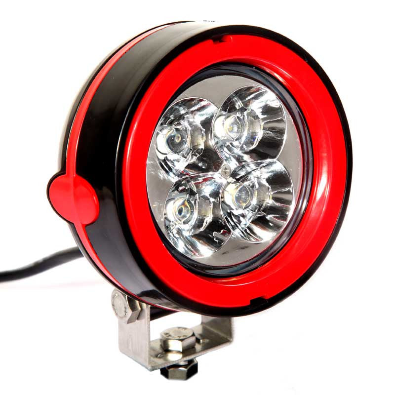 Aftershock Series LED Work Light 4inch - 12W - Spot Beam - Black and Red - Warranty Killer Performance