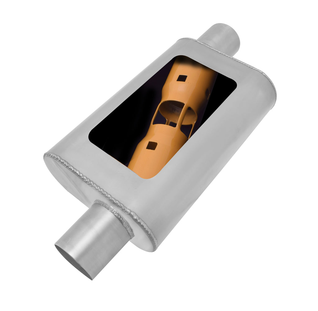 MWA Offset/Offset Oval Muffler, Stainless (Single)