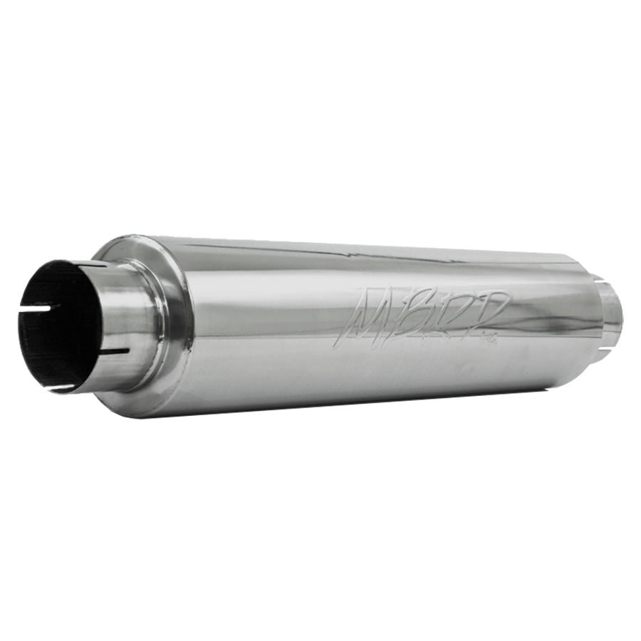 T304 Stainless Steel, Muffler, 4" Inlet/Outlet; 24" body; 6" diameter; 30" overall, Quiet Tone