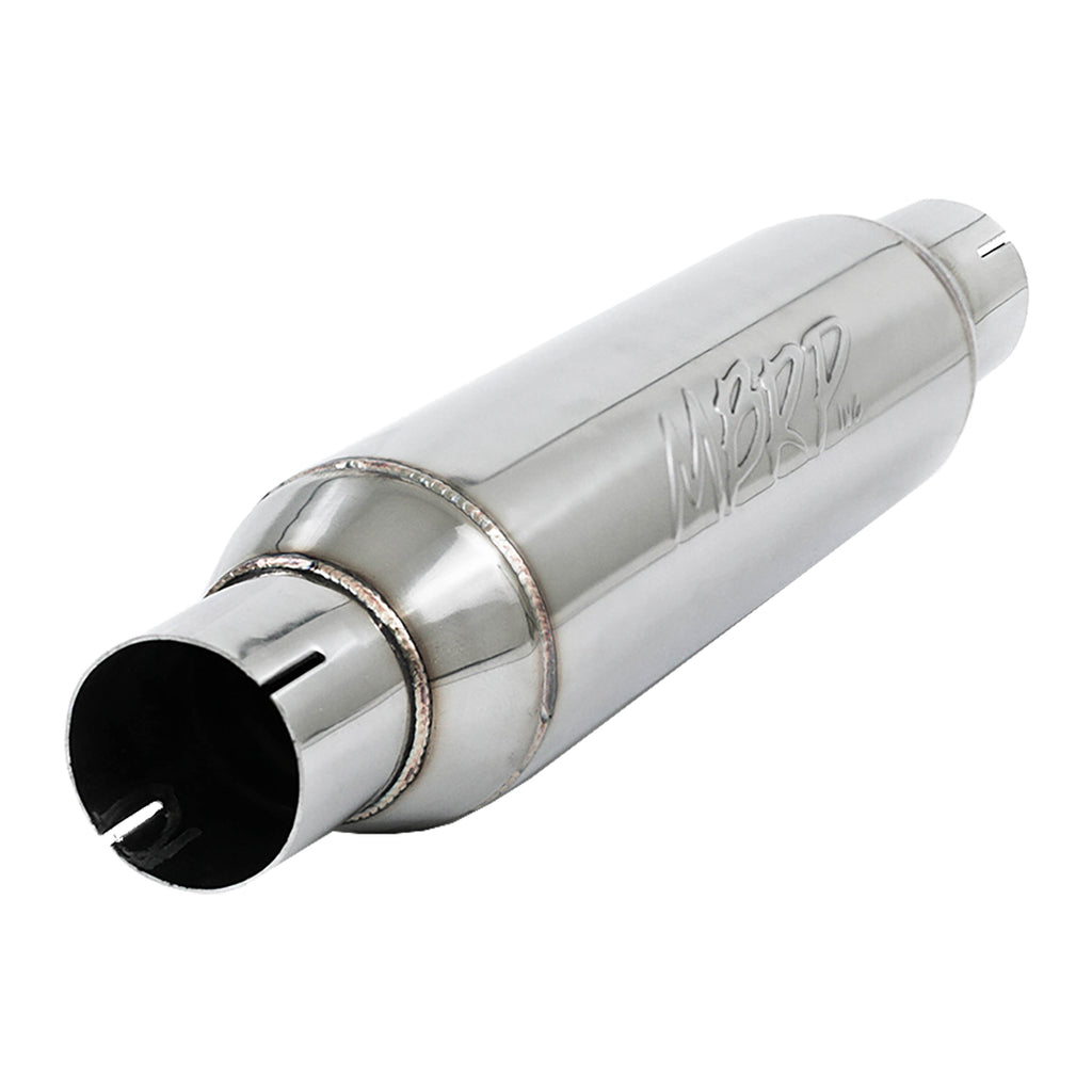T304 Stainless Steel Resonator;  2.5" Inlet/Outlet;  16" Body; 4” OD; 20" Overall Length
