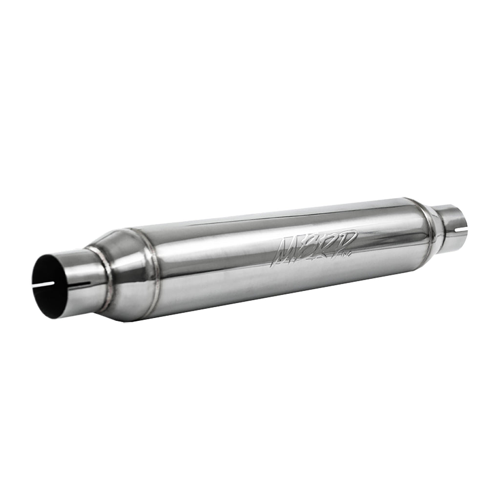 T304 Stainless Steel Resonator;  2.5" Inlet/Outlet;  22" Body; 4” OD; 26" Overall Length
