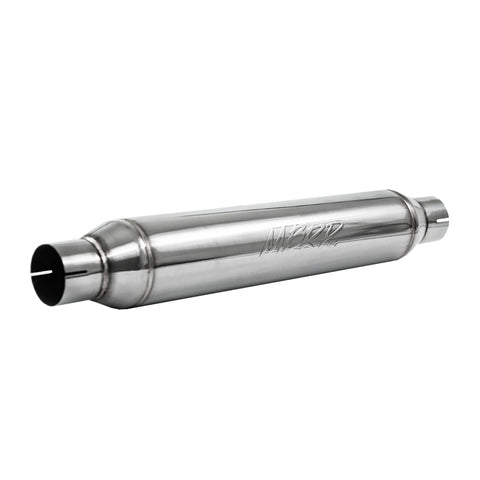 T304 Stainless Steel Resonator;  2.5" Inlet/Outlet;  22" Body; 4” OD; 26" Overall Length