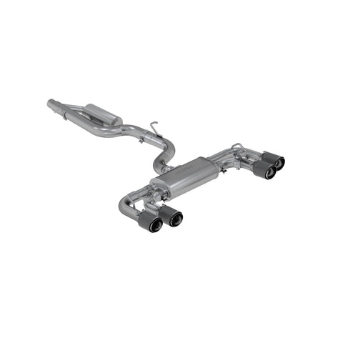 T304 Stainless Steel, 3" Cat-Back, 2.5" Quad Rear Exit with Carbon Fiber Tips, Active Exhaust