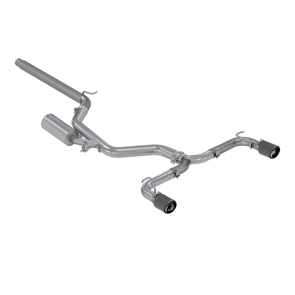 T304 Stainless Steel, 3" Cat Back, 2.5" Dual Split Rear Exit, with Carbon Fiber Tips