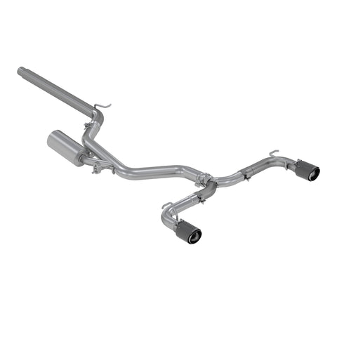 T304 Stainless Steel, 3" Cat Back, 2.5" Dual Split Rear Exit, with Carbon Fiber Tips