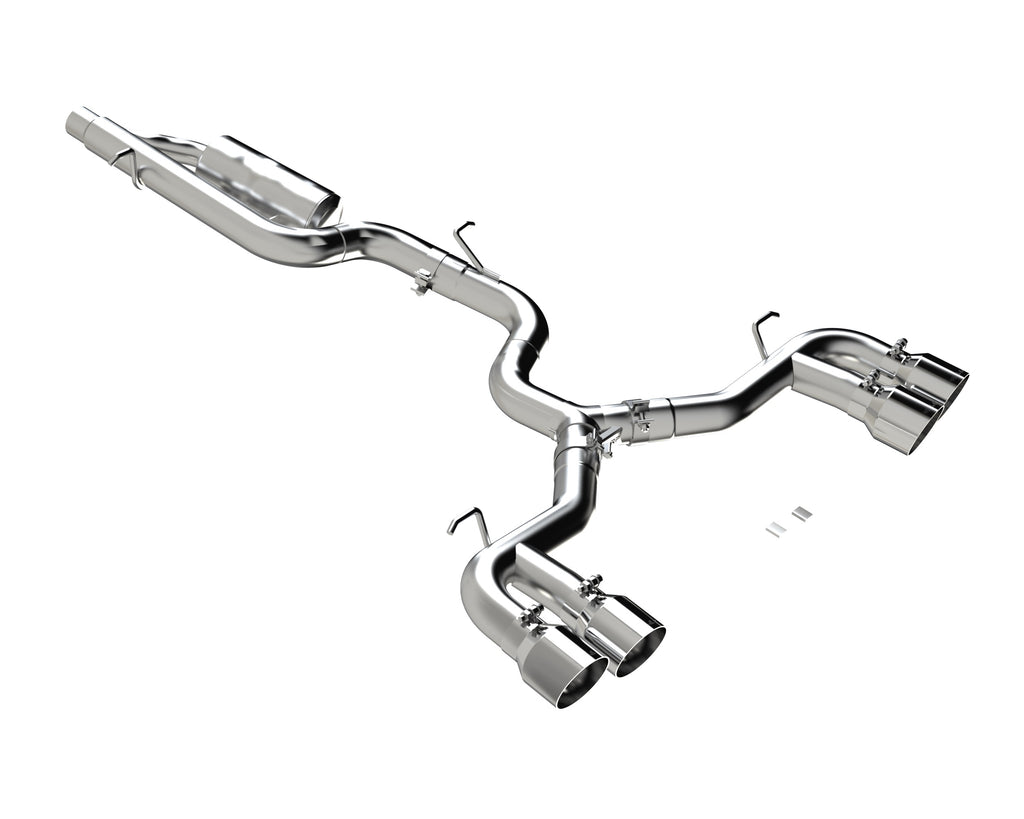 T304 Stainless Steel, 3" Cat-Back, Quad Split Rear, Valve Delete