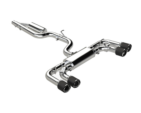 T304 Stainless Steel, 3" Cat-Back, 2.5" Quad Rear Exit with Carbon Fiber Tips, Active Exhaust