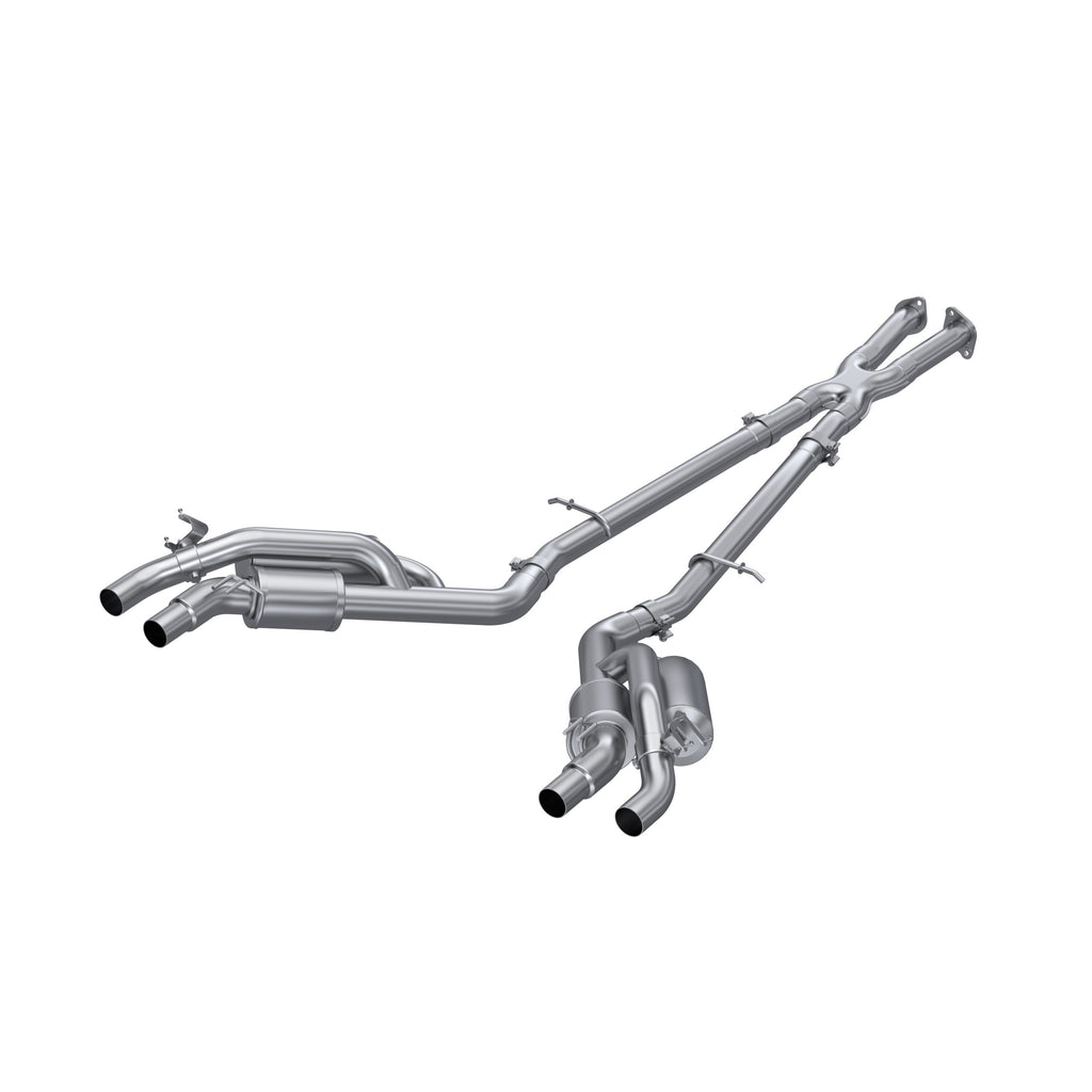 T304 Stainless Steel, 2.5" Cat-Back, Dual Split Rear, Quad Outlet, Active Exhaust