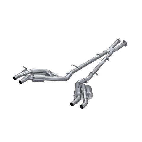 T304 Stainless Steel, 2.5" Cat-Back, Dual Split Rear, Quad Outlet, Active Exhaust
