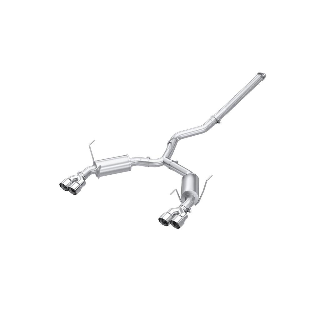 T304 Stainless Steel, 3" Cat-Back, Dual Split Rear, Quad Tips, Street Profile