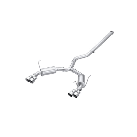 T304 Stainless Steel, 3" Cat-Back, Dual Split Rear, Quad Tips, Street Profile
