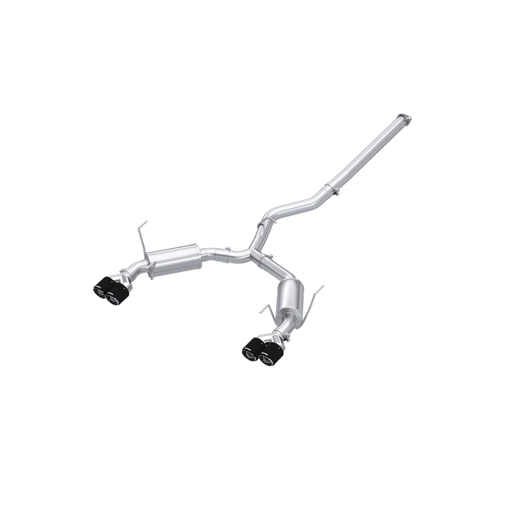 T304 Stainless Steel, 3" Cat-Back, Dual Split Rear, Quad CF Tips, Street Profile