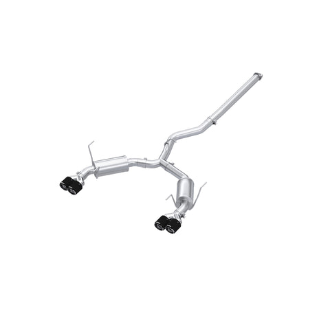 T304 Stainless Steel, 3" Cat-Back, Dual Split Rear, Quad CF Tips, Street Profile