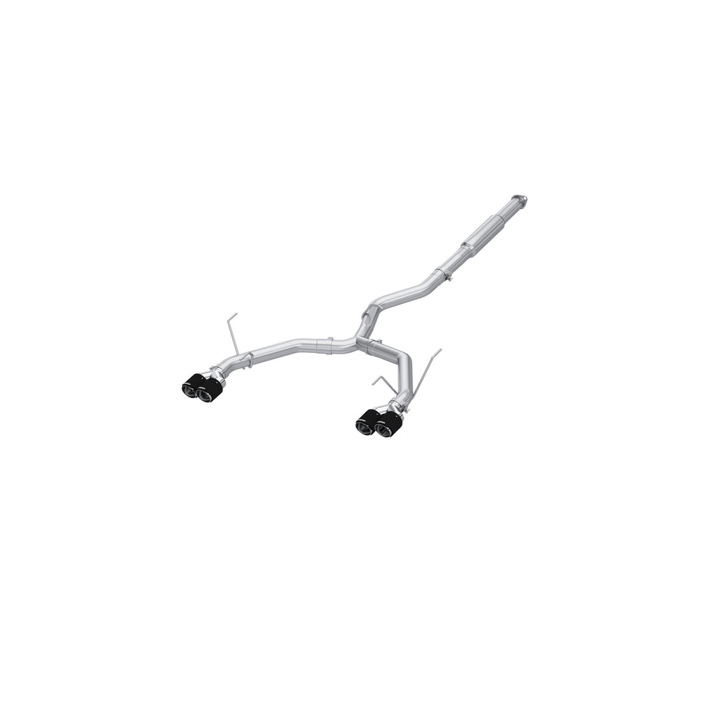 T304 Stainless Steel, 3" Cat-Back, Dual Split Rear, Quad CF Tips, Race Profile