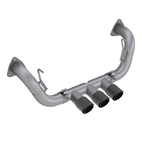 T304 Stainless Steel, 2.5" Cat Back, Triple Rear Exit, with Carbon Fiber Tips