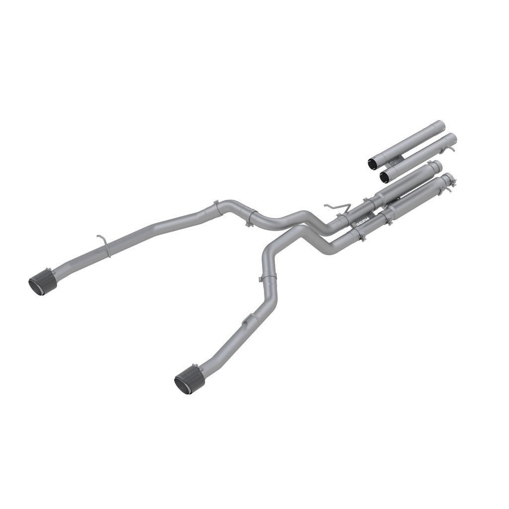 T304 Stainless Steel, 3" Cat-Back, Dual Split Rear with Carbon Fiber Tips, Race Version