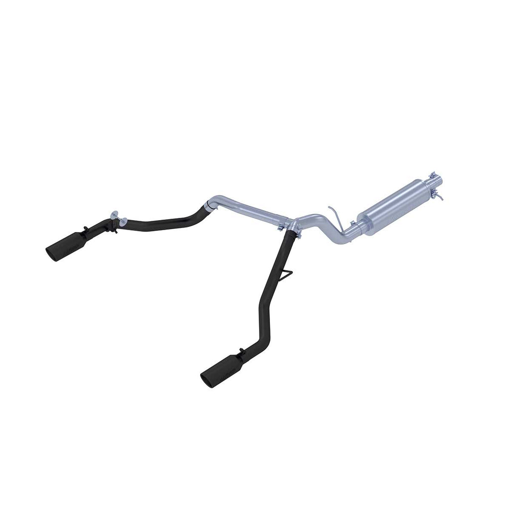 Black Coated 3" Cat Back 2.5" Dual Split Rear Exit