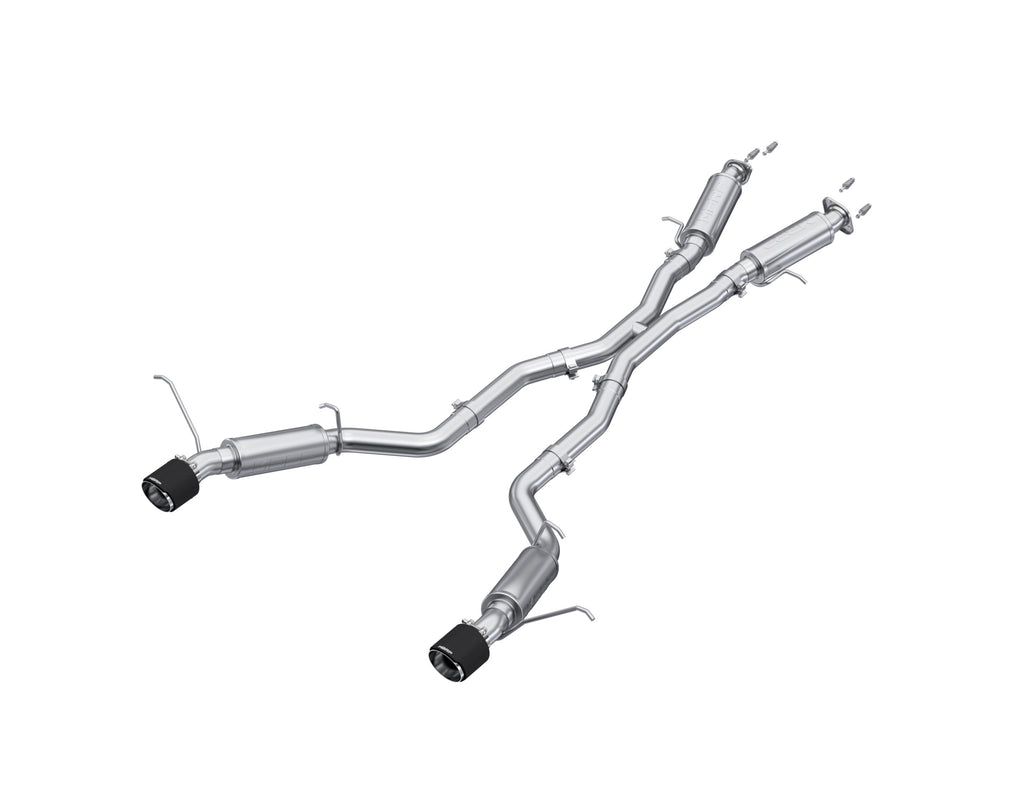 T304 Stainless Steel, 3" Cat-Back, Dual Rear Exit with Carbon Fiber Tips