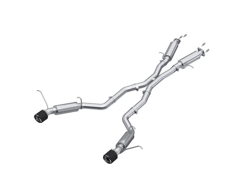 T304 Stainless Steel, 3" Cat-Back, Dual Rear Exit with Carbon Fiber Tips