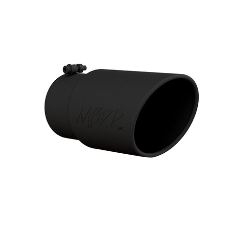 Black Coated Tip; 6" OD Angled Rolled End 5" inlet 12" length