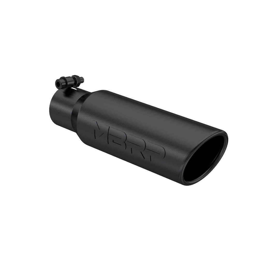 Black Coated Tip; 3.5" OD Angled Rolled End 2.5" inlet 12" length