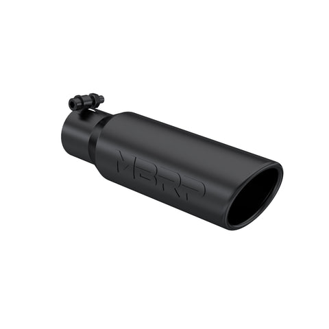 Black Coated Tip; 3.5" OD Angled Rolled End 2.5" inlet 12" length