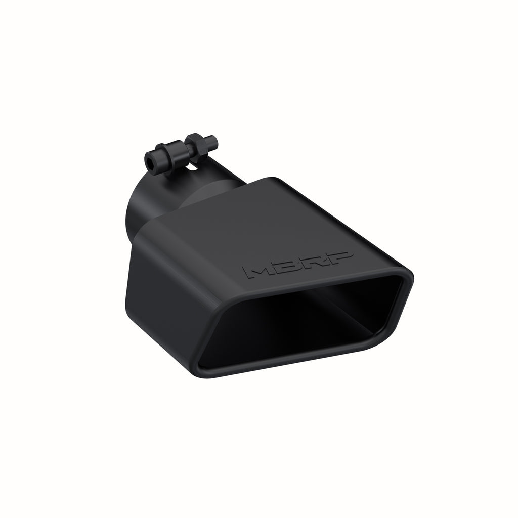 Black Coated Tip; 4.75" x 3";  Rectangle Angled Cut; 3" ID; Driver Side;  7.375" length