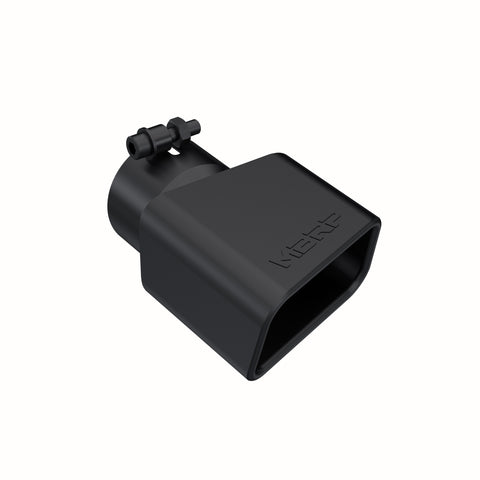 Black Coated Tip; 4.75" x 3";  Rectangle Angled Cut; 3" ID; Passenger Side; 7.375" length