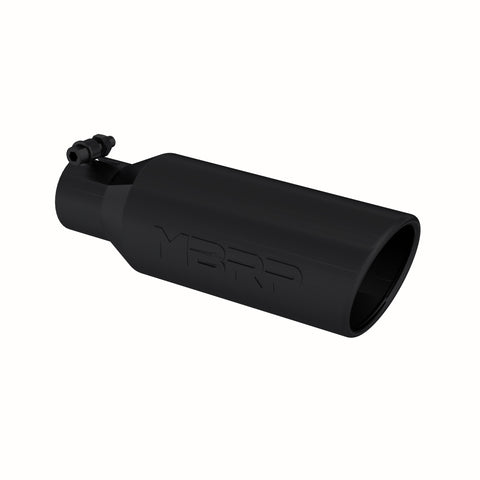 Black Coated Tip; 4"  OD;  Angled Rolled End;  2.5"  inlet;  12" length